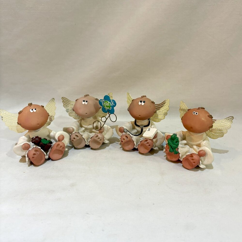 Lot of 4 Russ Berries Kirk's Critters Angel Cheeks Ornament Figurine VTG 2001